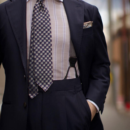 Rosewood Silver Silk Suspenders - KK & Jay Supply Co.