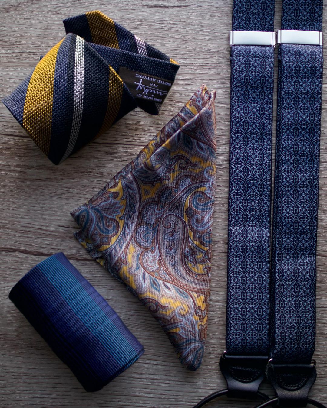 Rosewood Navy Silk Suspenders - KK & Jay Supply Co.