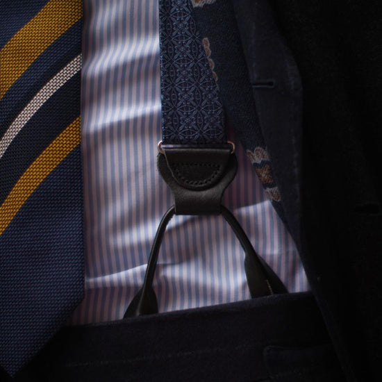 Rosewood Navy Silk Suspenders - KK & Jay Supply Co.