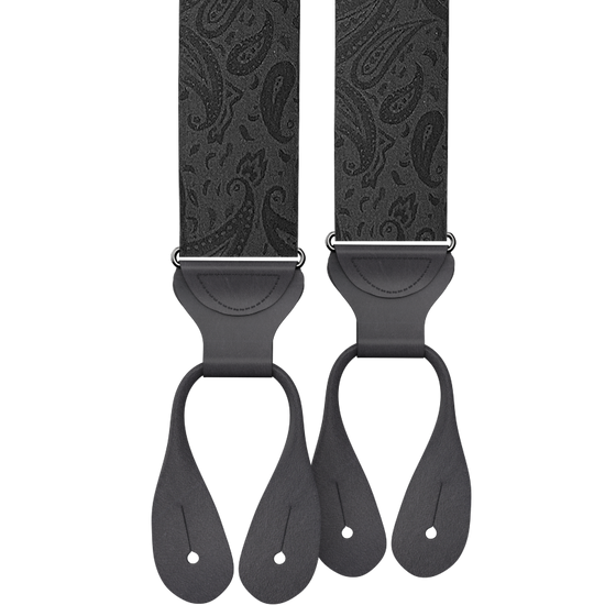 Black Paisley Silk Suspenders - KK & Jay Supply Co.