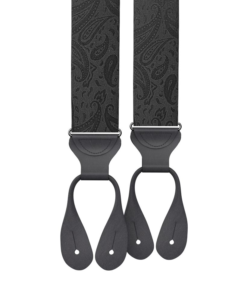 Black Paisley Silk Suspenders - KK & Jay Supply Co.
