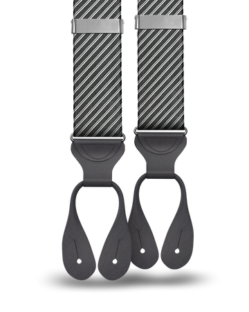 Cliff Rep Stripe Silk Suspenders - Charcoal - KK & Jay Supply Co.