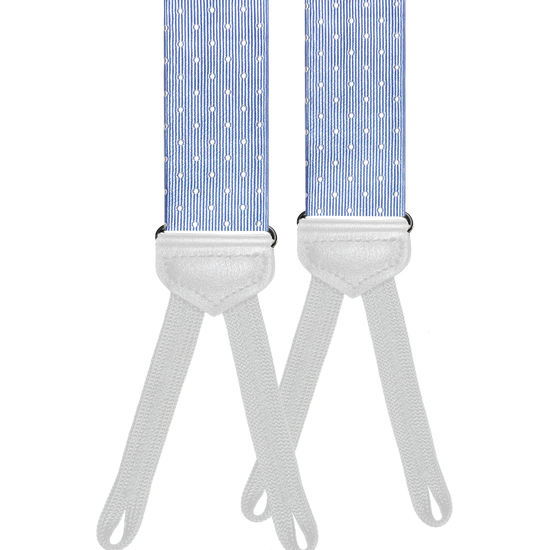 Dalton Polka Dot Silk Braided End Suspenders - Light Blue - KK & Jay Supply Co.