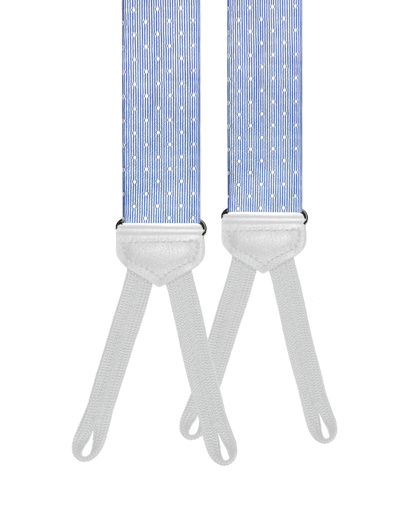 Dalton Polka Dot Silk Braided End Suspenders - Light Blue - KK & Jay Supply Co.