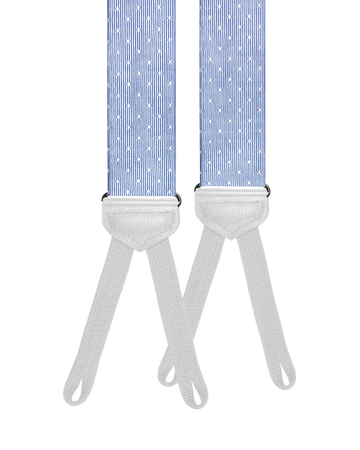 Dalton Polka Dot Silk Braided End Suspenders - Light Blue - KK & Jay Supply Co.