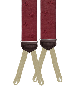 Limited Edition<br>Vintage Deveaux Fleur-de-lis Maroon Suspenders - KK & Jay Supply Co.