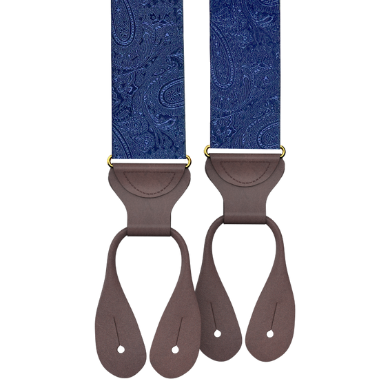 Ellison Paisley Silk Suspenders - Navy - KK & Jay Supply Co.