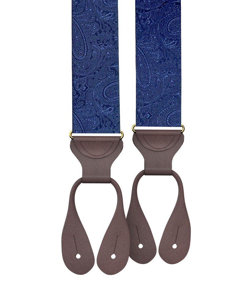 Ellison Paisley Silk Suspenders - Navy - KK & Jay Supply Co.