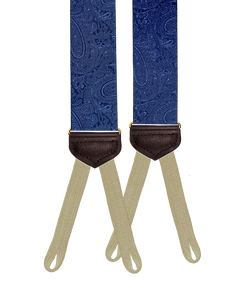 Ellison Paisley Silk Braided End Suspenders - Navy - KK & Jay Supply Co.