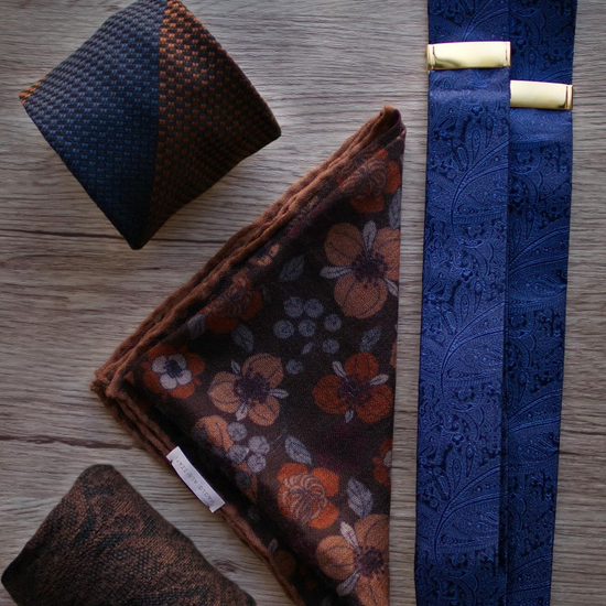 Ellison Paisley Silk Braided End Suspenders - Navy - KK & Jay Supply Co.
