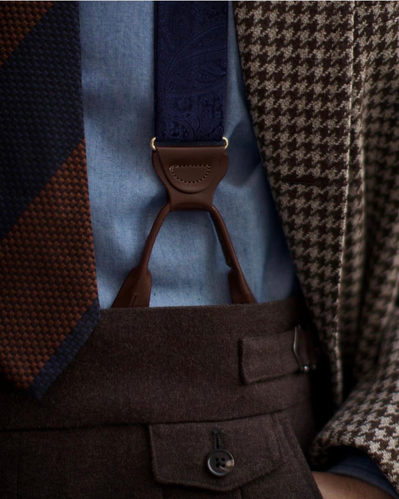 Ellison Paisley Silk Suspenders - Navy - KK & Jay Supply Co.