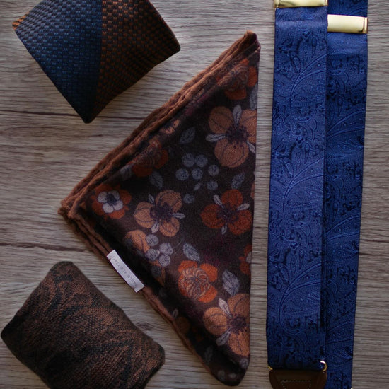 Ellison Paisley Silk Suspenders - Navy - KK & Jay Supply Co.
