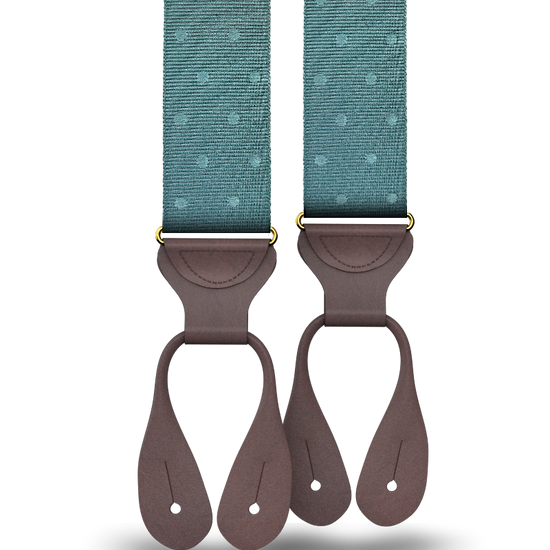 Vintage Hampshire Tonal Dot Suspenders - Aqua - KK & Jay Supply Co.