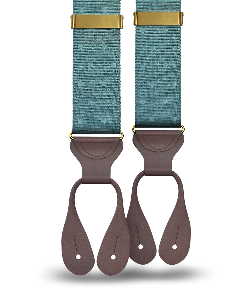 Vintage Hampshire Tonal Dot Suspenders - Aqua - KK & Jay Supply Co.