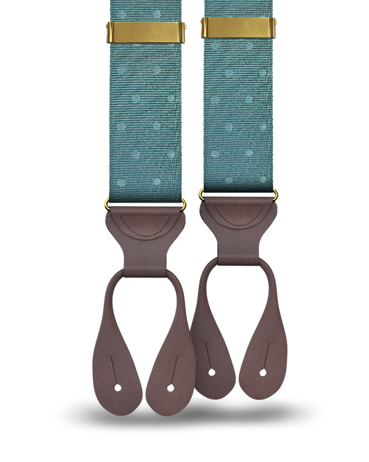 Vintage Hampshire Tonal Dot Suspenders - Aqua - KK & Jay Supply Co.