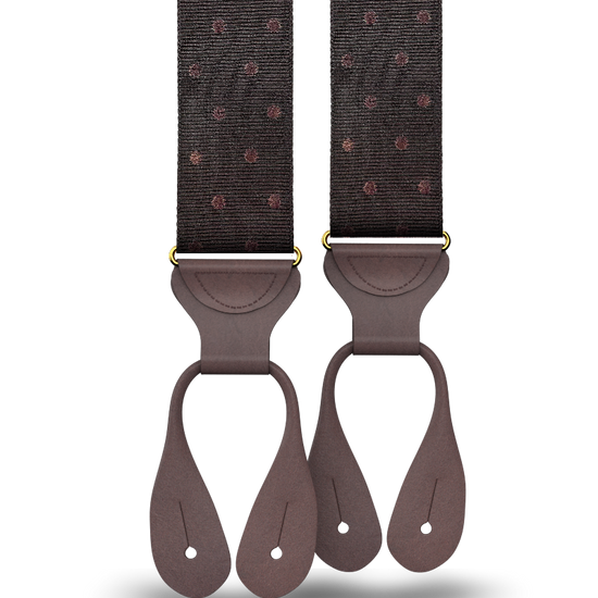 Vintage Hampshire Tonal Dot Suspenders - Brown - KK & Jay Supply Co.