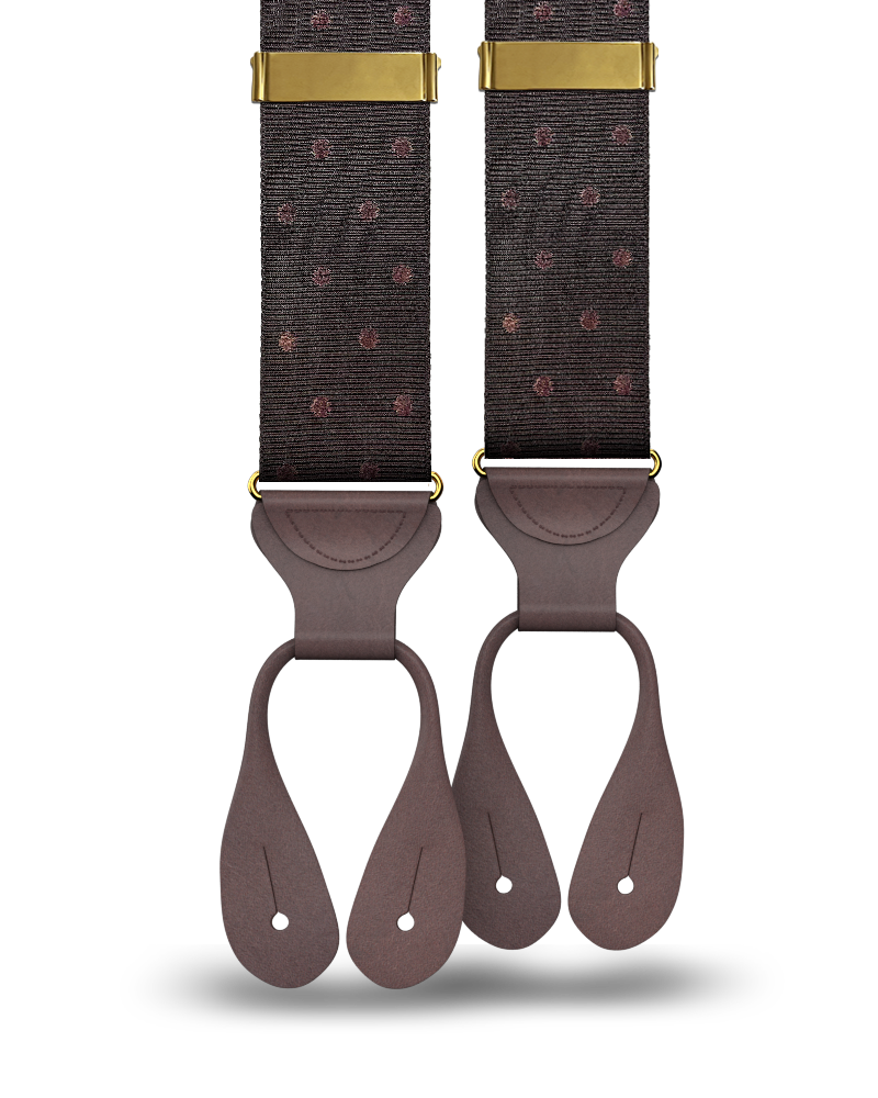 Vintage Hampshire Tonal Dot Suspenders - Brown - KK & Jay Supply Co.