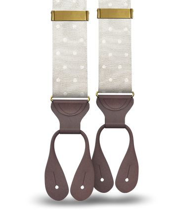 Vintage Hampshire Tonal Dot Suspenders - Ivory - KK & Jay Supply Co.