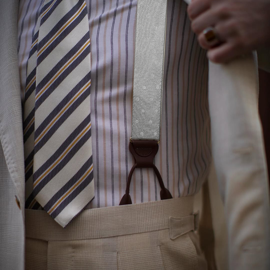 Vintage Hampshire Tonal Dot Suspenders - Ivory - KK & Jay Supply Co.
