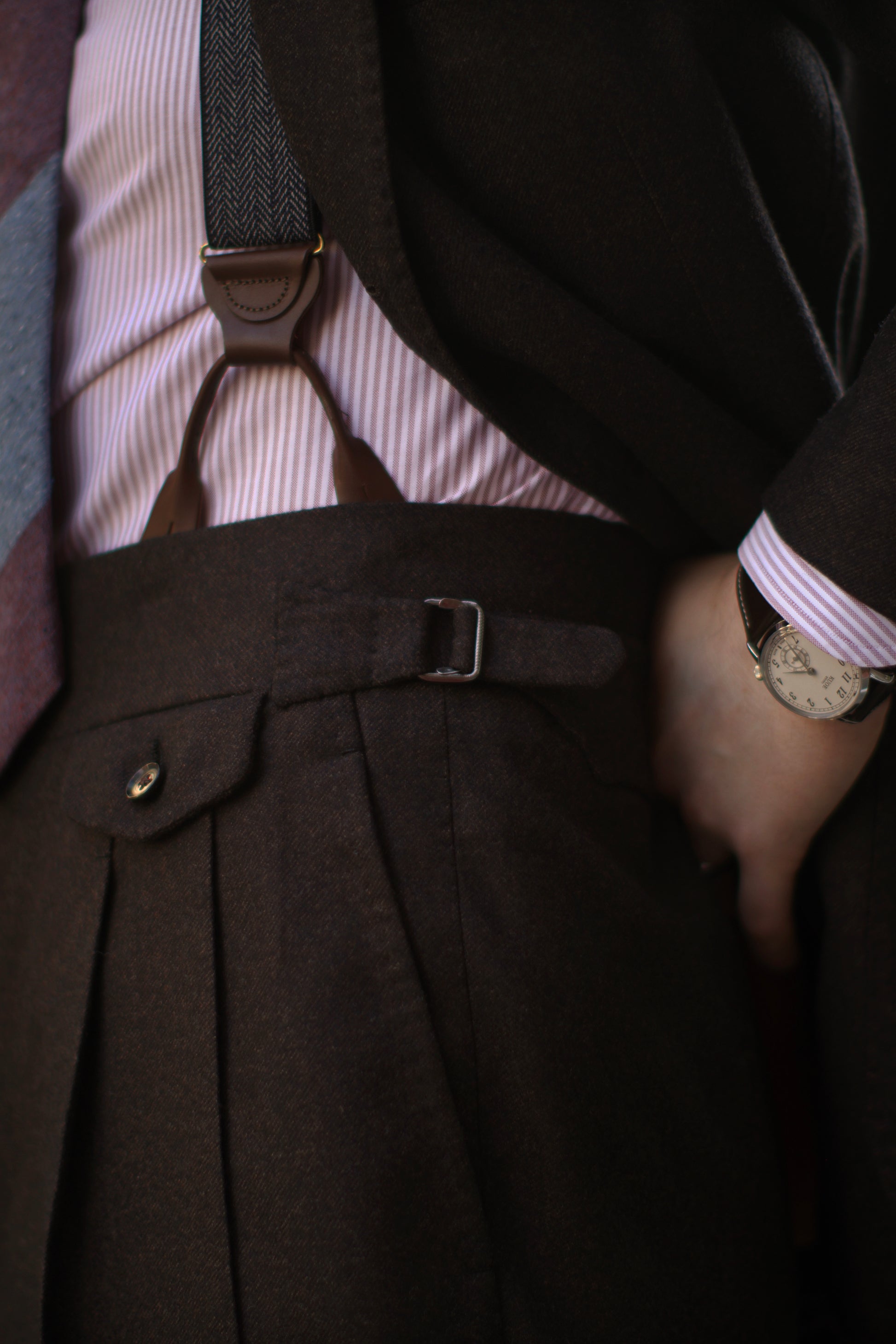 Herringbone Navy Suspenders - KK & Jay Supply Co.