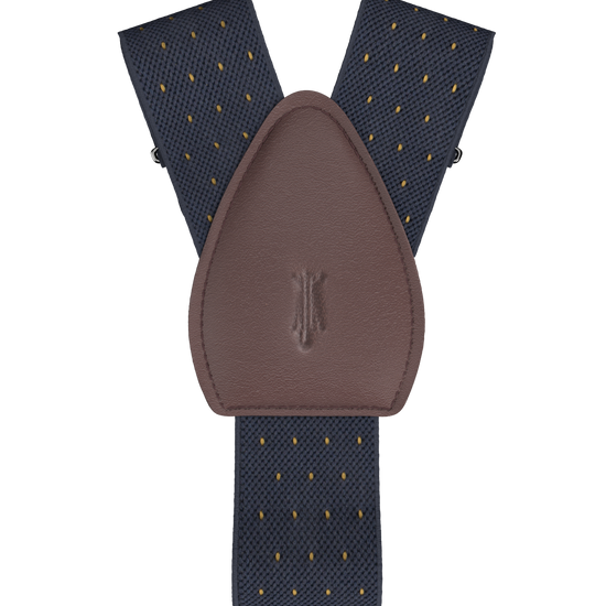 Jackson Dot Navy/Yellow Shirttail Garters - KK & Jay Supply Co.