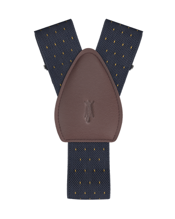 Jackson Dot Navy/Yellow Shirttail Garters - KK & Jay Supply Co.