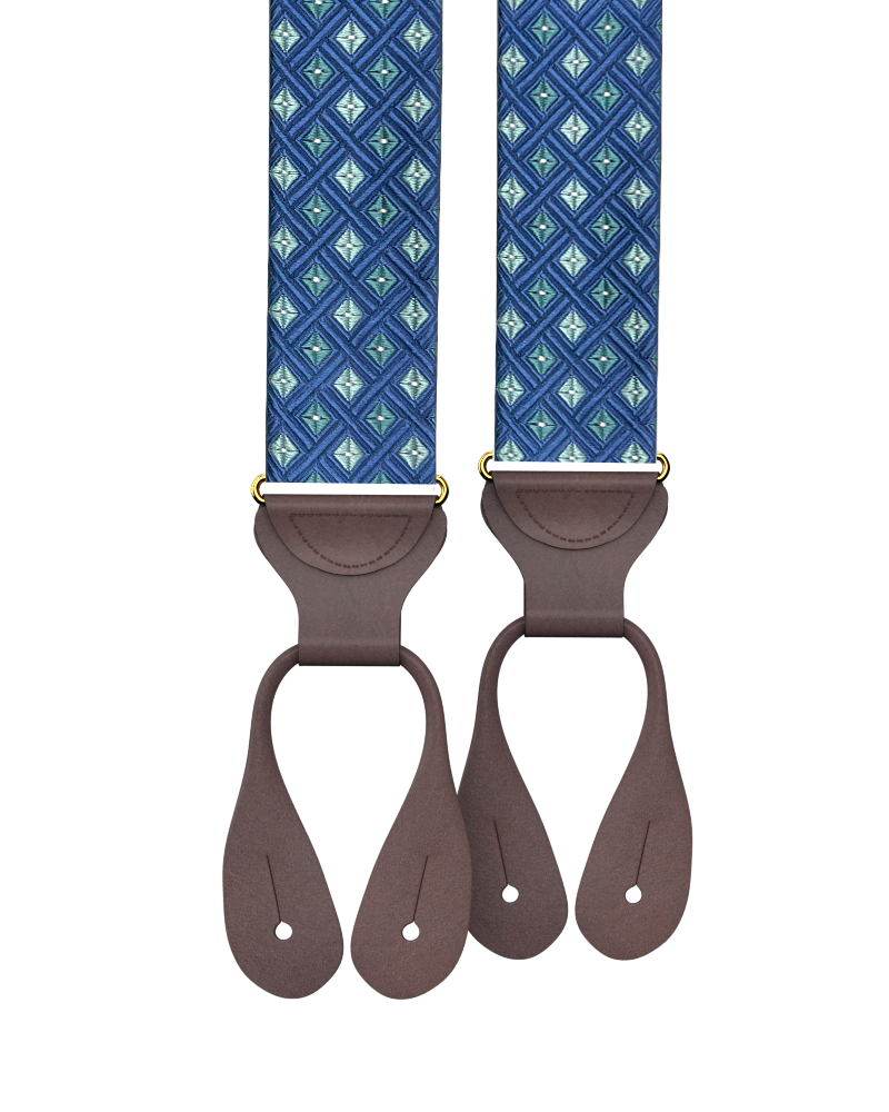 Morningside Silk Suspenders - Blue/Aqua - KK & Jay Supply Co.
