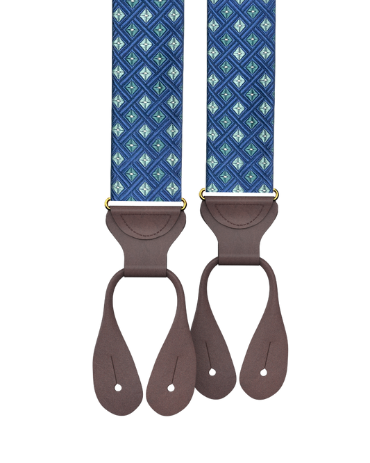 Morningside Silk Suspenders - Blue/Aqua - KK & Jay Supply Co.