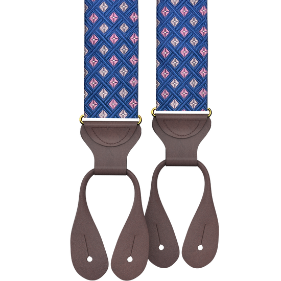 Morningside Silk Suspenders - Blue/Pink - KK & Jay Supply Co.