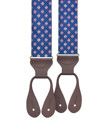 Morningside Silk Suspenders - Blue/Pink - KK & Jay Supply Co.