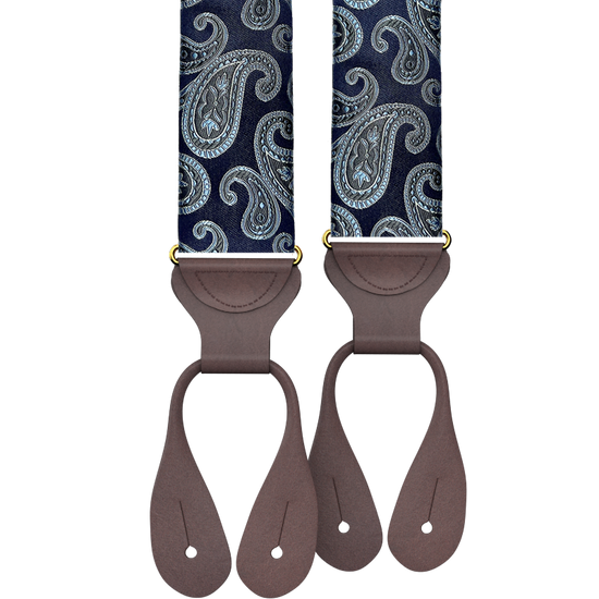 Orloff Navy Silk Paisley Suspenders - KK & Jay Supply Co.