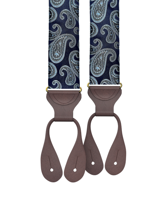 Orloff Navy Silk Paisley Suspenders - KK & Jay Supply Co.