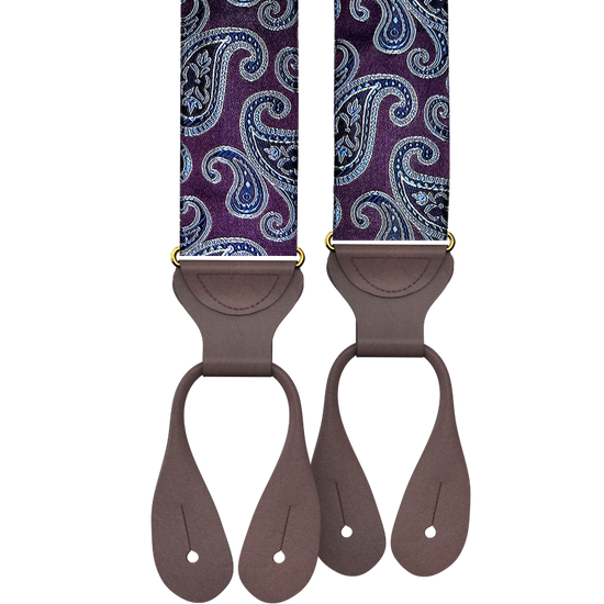 Orloff Puprple Silk Paisley Suspenders - KK & Jay Supply Co.