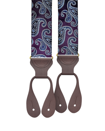Orloff Puprple Silk Paisley Suspenders - KK & Jay Supply Co.