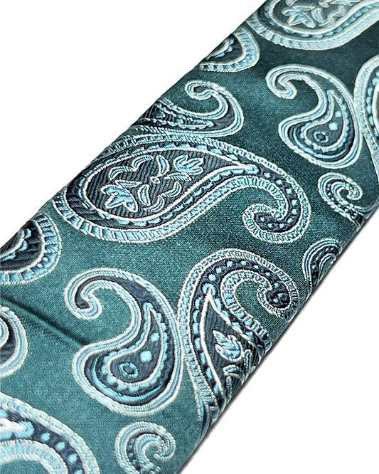 Orloff Teal Silk Paisley Suspenders - KK & Jay Supply Co.