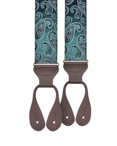 Orloff Teal Silk Paisley Suspenders