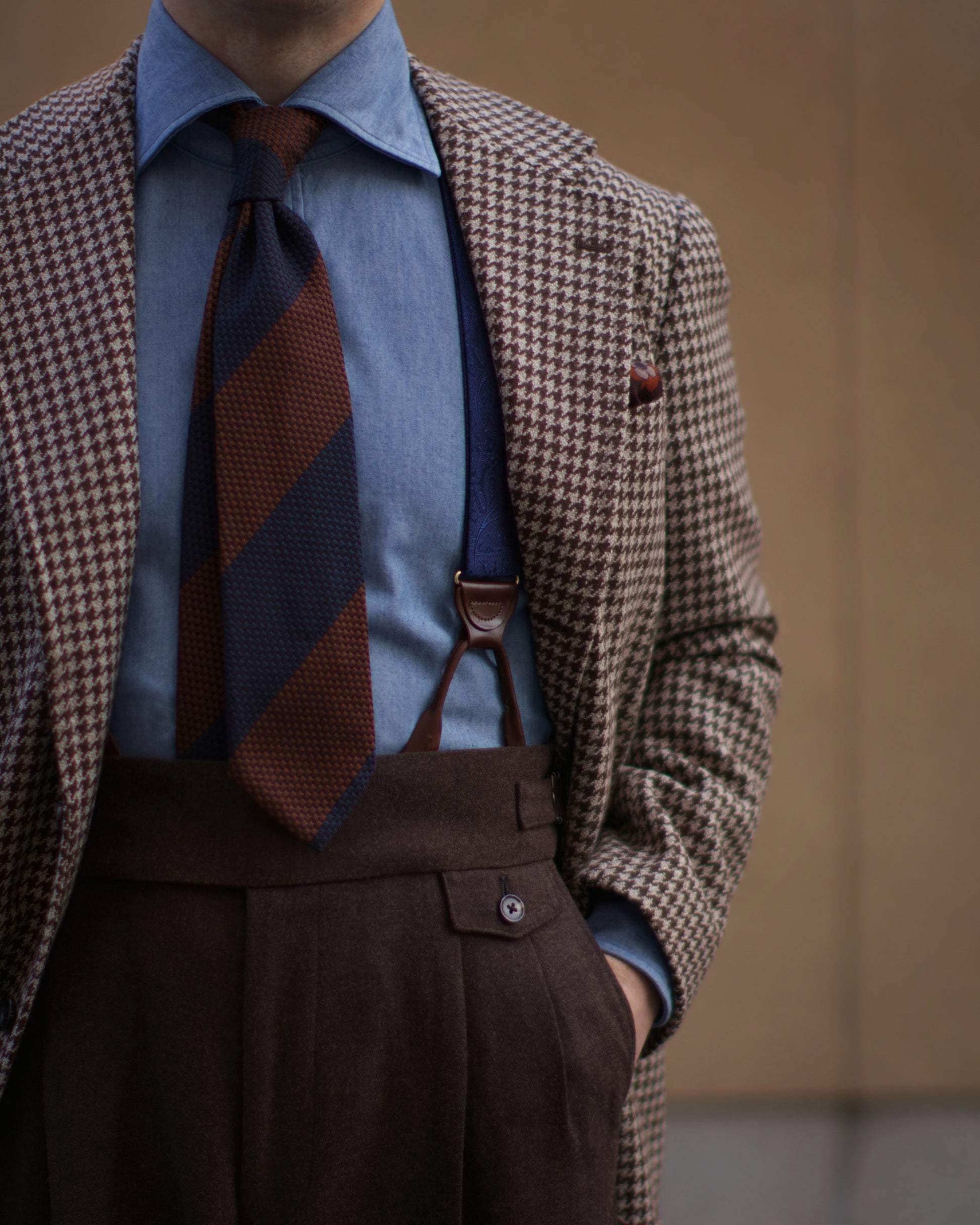 Ellison Paisley Silk Suspenders - Navy - KK & Jay Supply Co.
