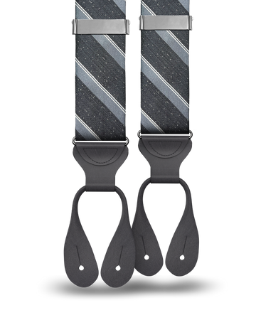 Tudor Stripe Silk Suspenders - Black - KK & Jay Supply Co.