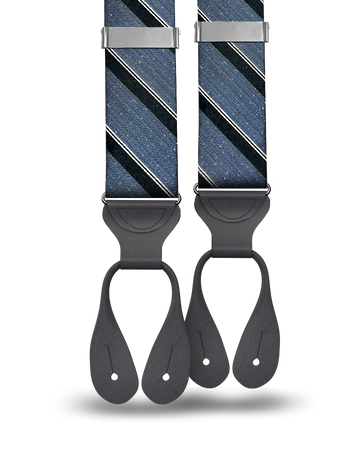 Tudor Stripe Silk Suspenders - Blue - KK & Jay Supply Co.