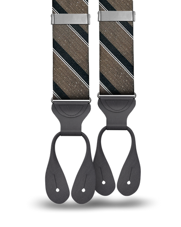 Tudor Stripe Silk Suspenders - Brown - KK & Jay Supply Co.