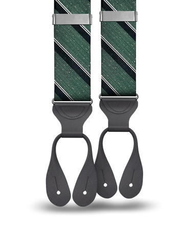 Tudor Stripe Silk Suspenders - Green - KK & Jay Supply Co.