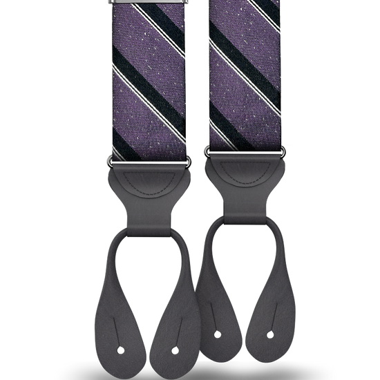 Tudor Stripe Silk Suspenders - Purple - KK & Jay Supply Co.