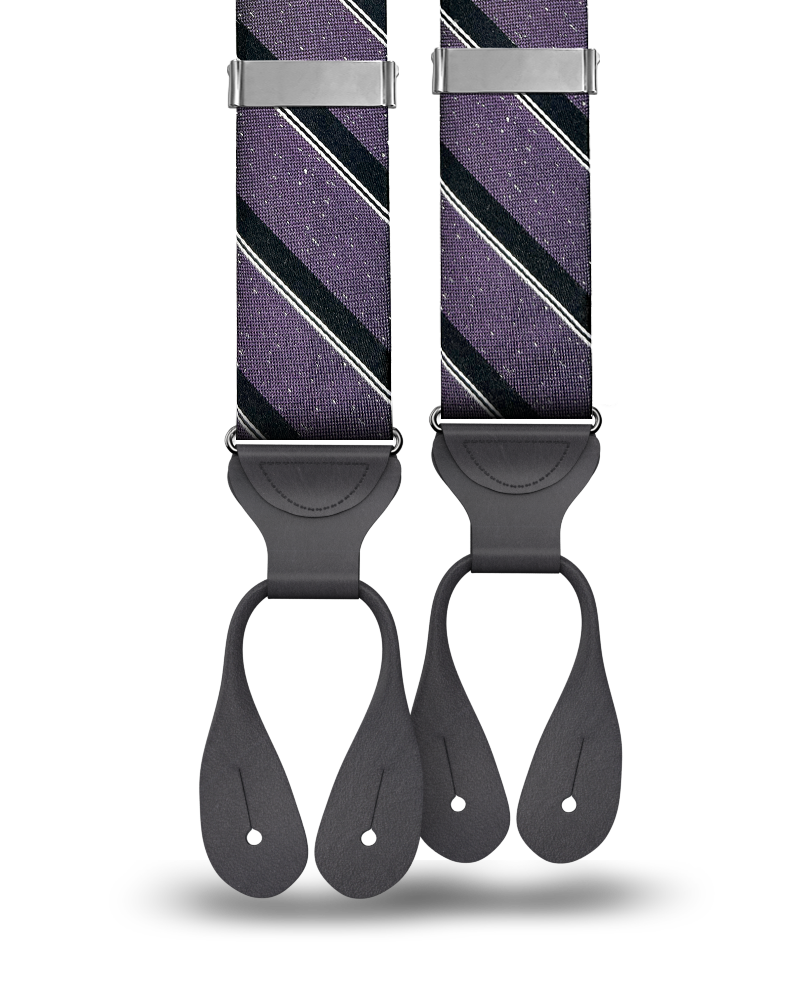 Tudor Stripe Silk Suspenders - Purple - KK & Jay Supply Co.