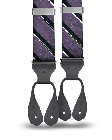 Tudor Stripe Silk Suspenders - Purple - KK & Jay Supply Co.