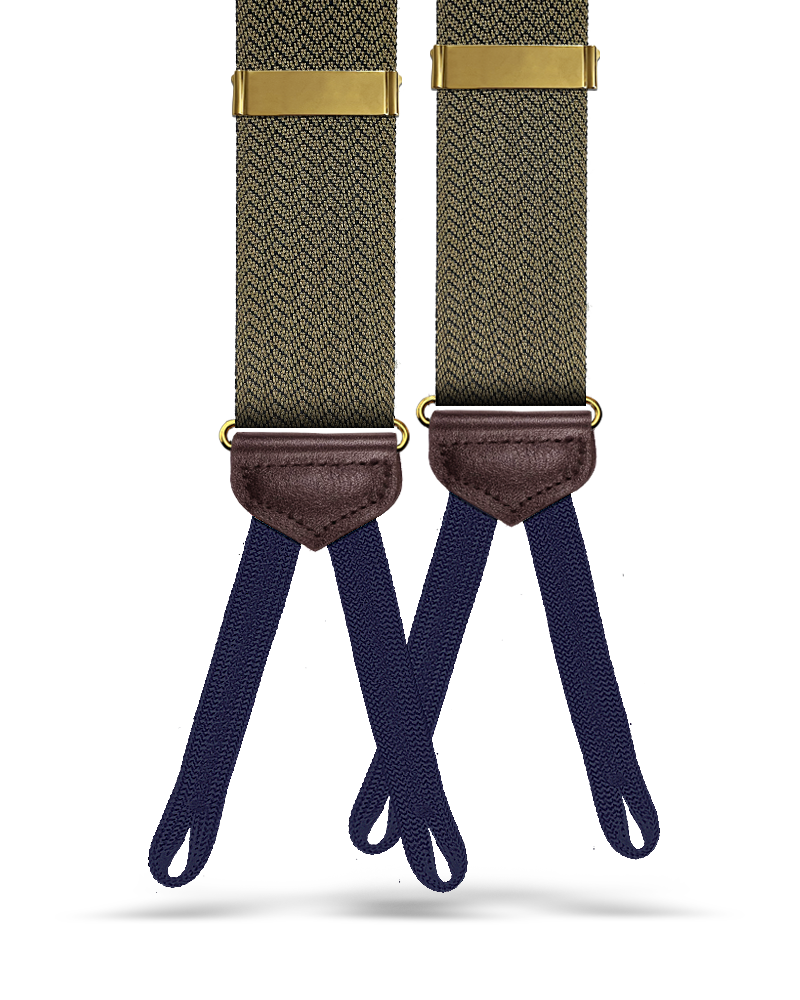 Vintage Webb Herringbone Suspenders - Gold - KK & Jay Supply Co.