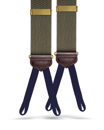 Vintage Webb Herringbone Suspenders - Gold - KK & Jay Supply Co.