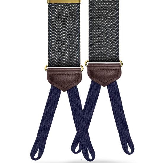 Vintage Webb Herringbone Suspenders - Navy - KK & Jay Supply Co.