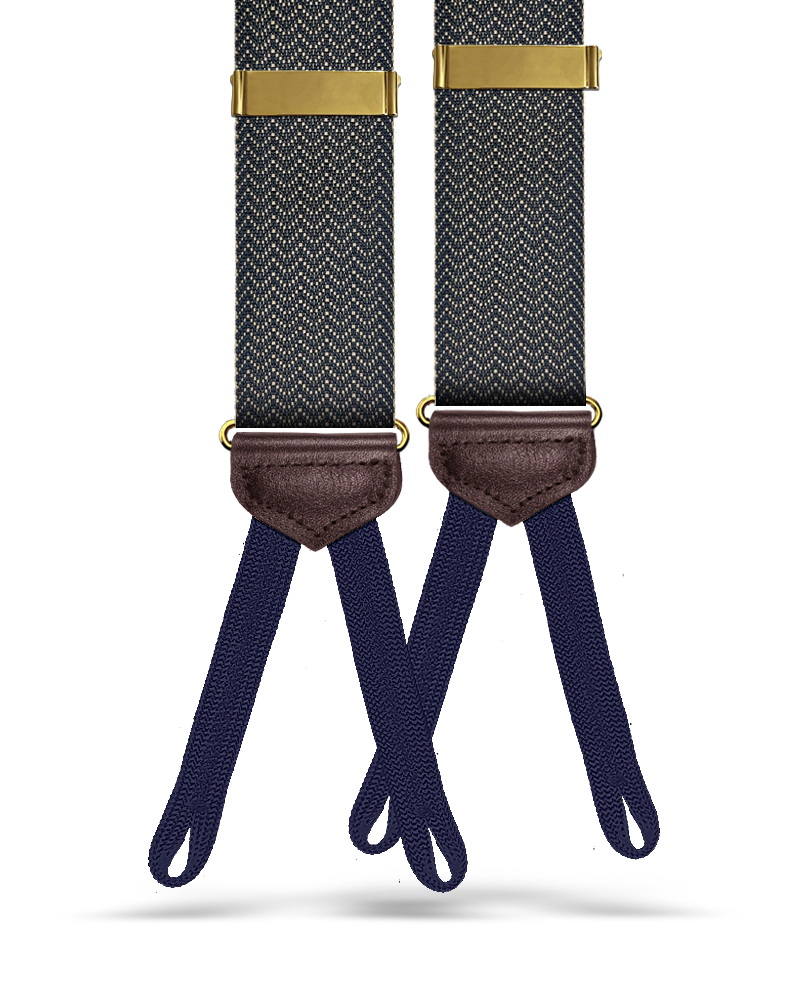 Vintage Webb Herringbone Suspenders - Navy - KK & Jay Supply Co.