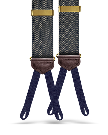 Vintage Webb Herringbone Suspenders - Navy - KK & Jay Supply Co.