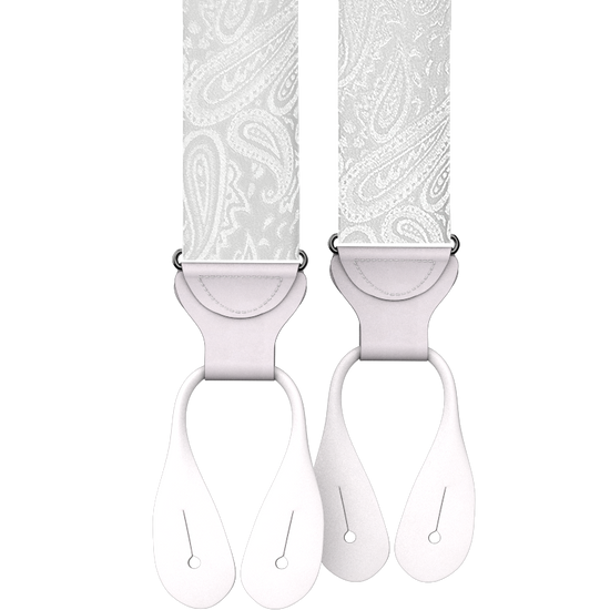 White Paisley Silk Suspenders - KK & Jay Supply Co.